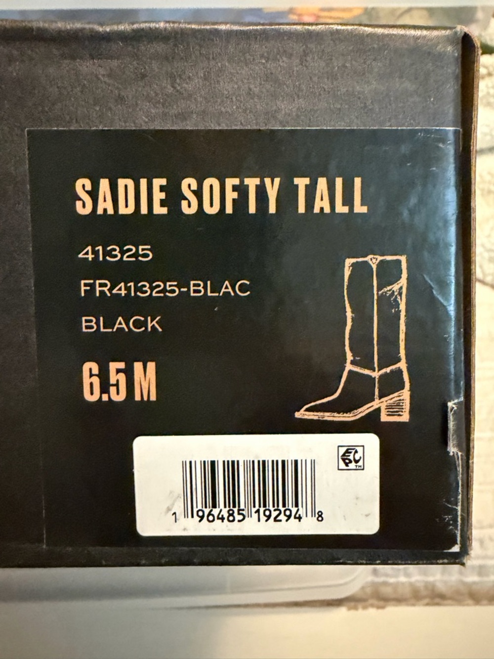 NIB FRYE Sadie Softly Tall Black Leather Boots Size 6.5M - Picture 2 of 12